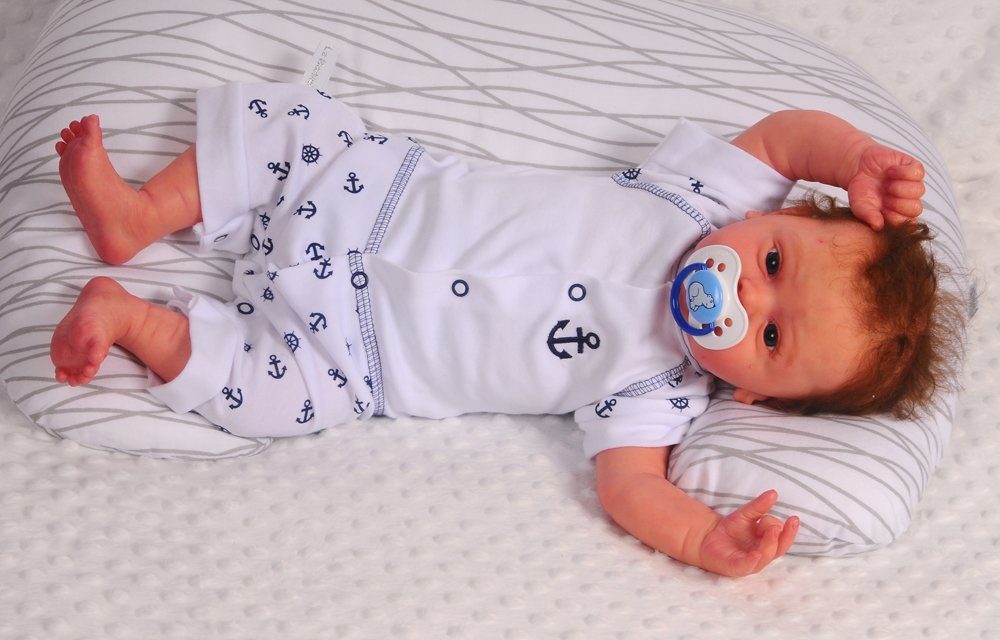Baby Spieler Romper kurzer Strampler in Weiß mit Anker Muster