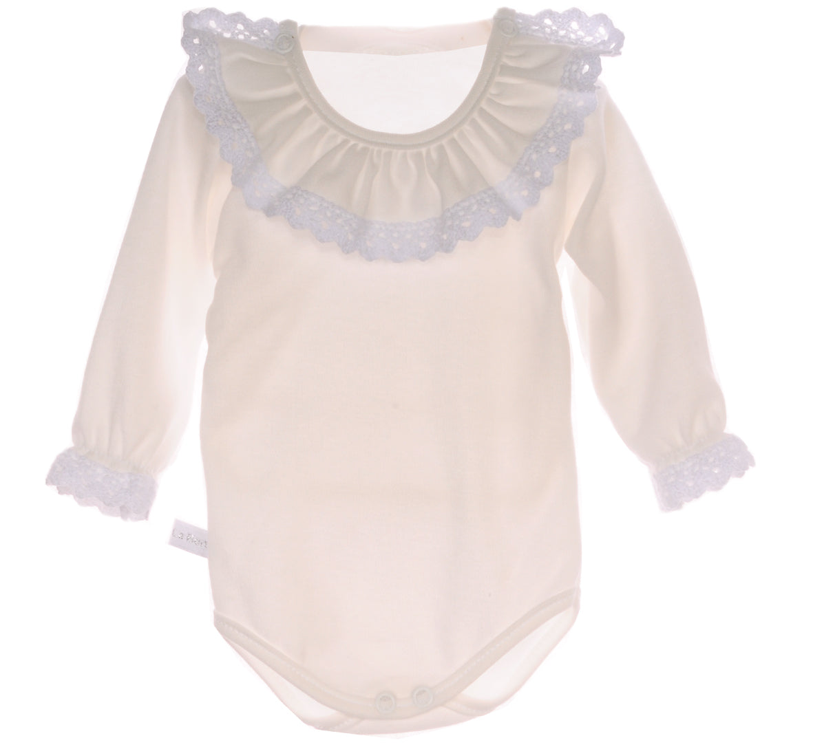 Baby Body für Taufe in Creme mit festlichem Kragen langarm