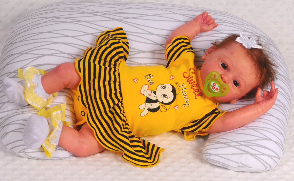 Baby Bodykleid Spieler Romper kurzer Strampler in Gelb mit Biene
