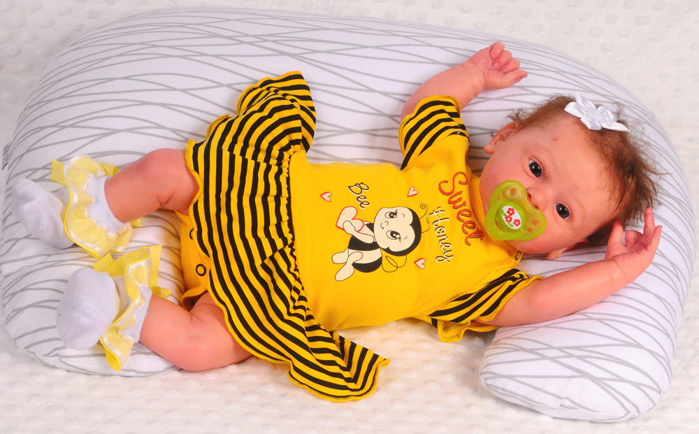 Baby Bodykleid Spieler Romper kurzer Strampler in Gelb mit Biene