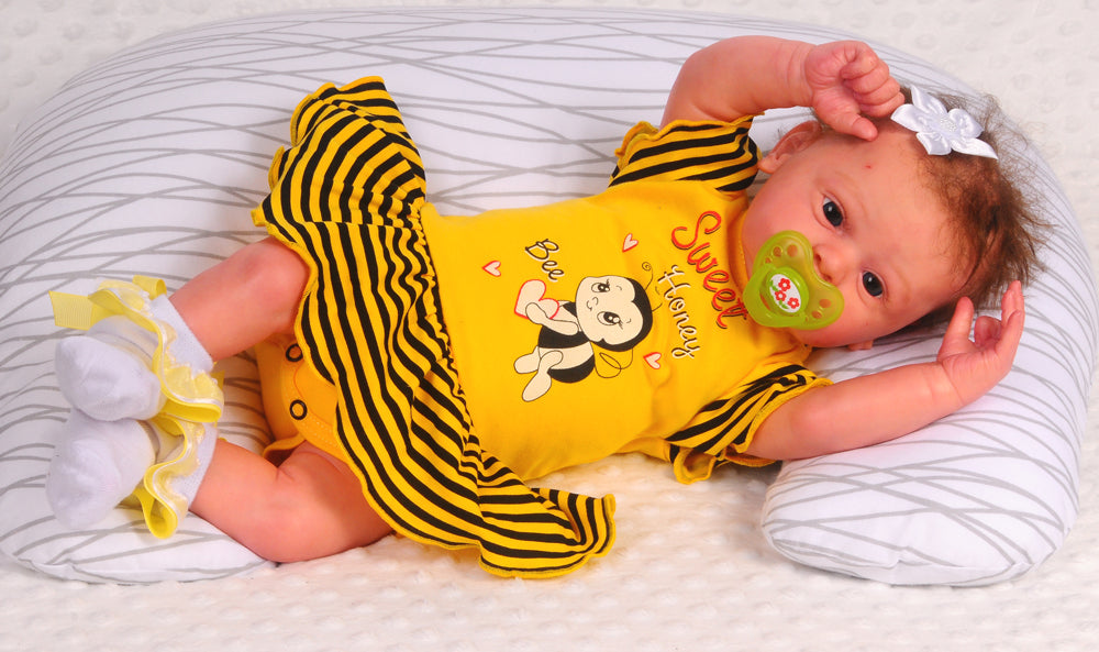 Baby Bodykleid Spieler Romper kurzer Strampler in Gelb mit Biene