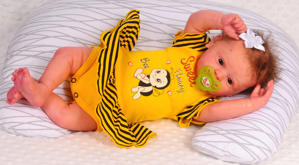 Baby Bodykleid Spieler Romper kurzer Strampler in Gelb mit Biene