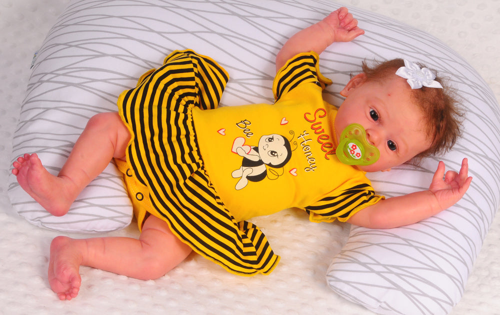 Baby Bodykleid Spieler Romper kurzer Strampler in Gelb mit Biene