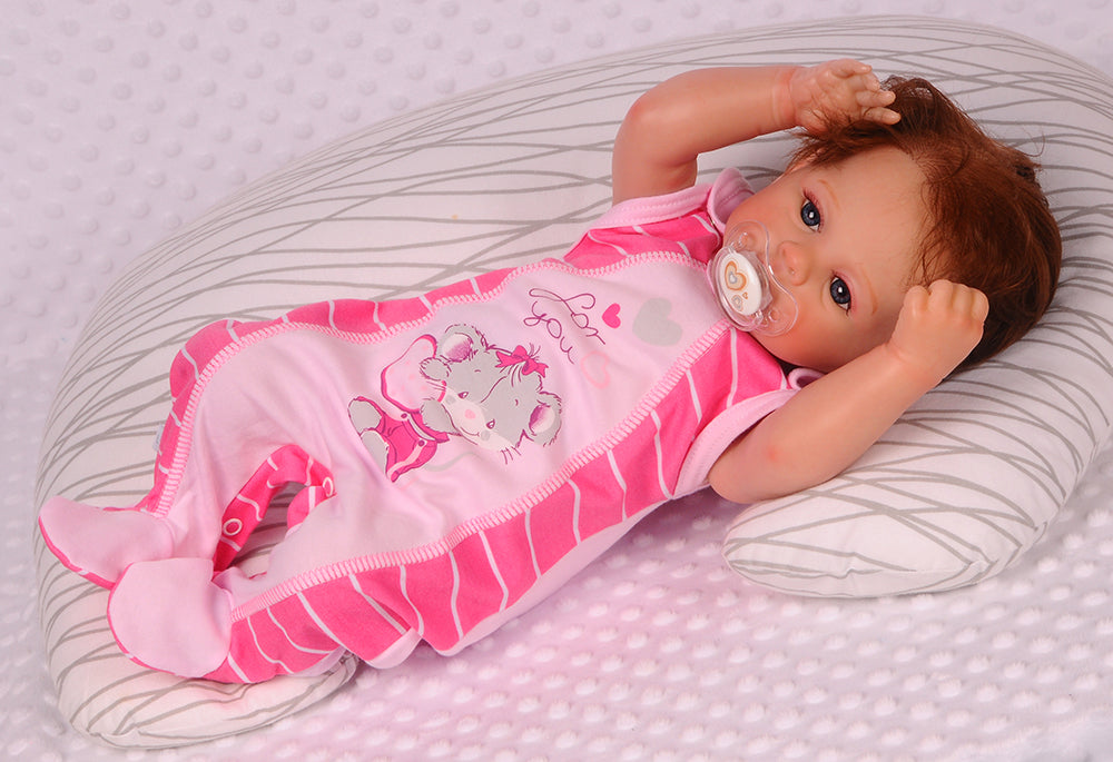 Strampler Mütze und Hemdchen Baby Anzug in Pink mit Mäuschen
