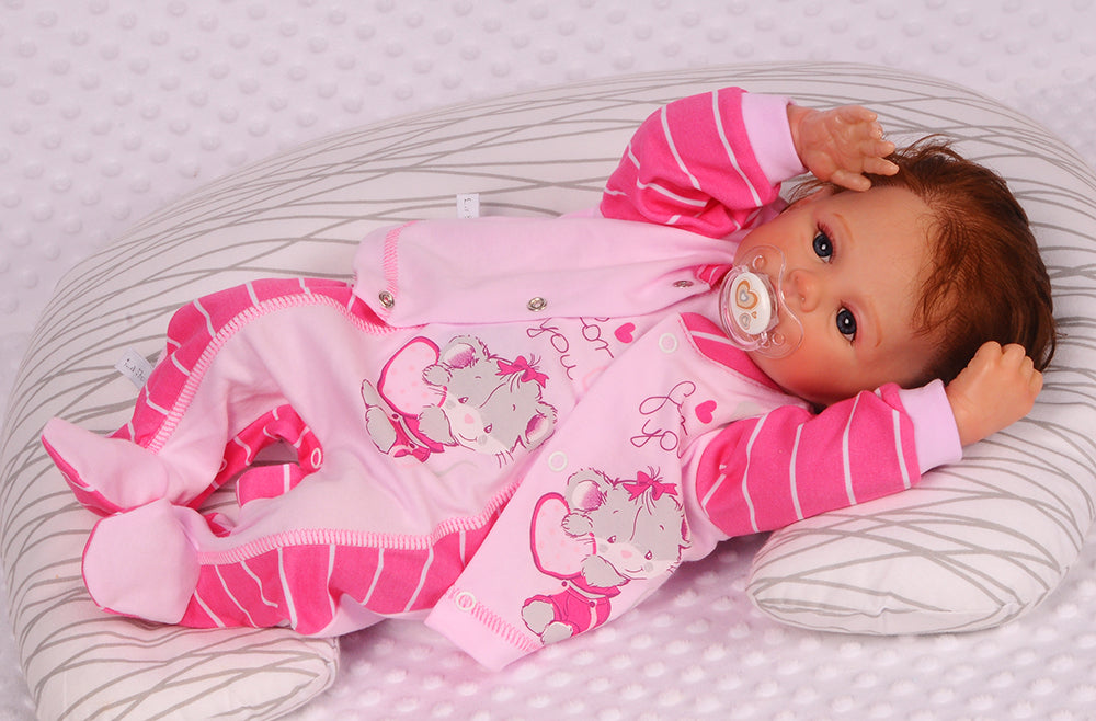 Strampler Mütze und Hemdchen Baby Anzug in Pink mit Mäuschen