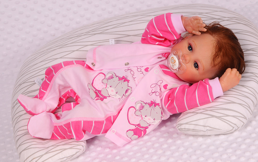 Strampler Mütze und Hemdchen Baby Anzug in Pink mit Mäuschen