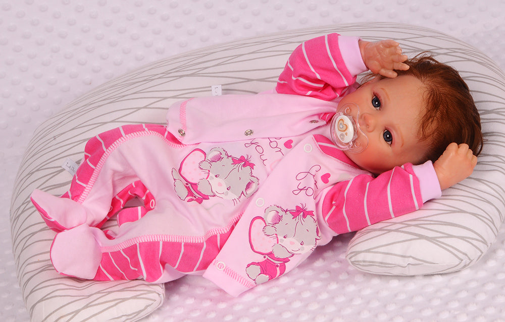 Strampler Mütze und Hemdchen Baby Anzug in Pink mit Mäuschen