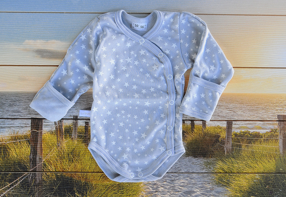 Wickelbody und Hose Baby Anzug in Grau mit Sternchen