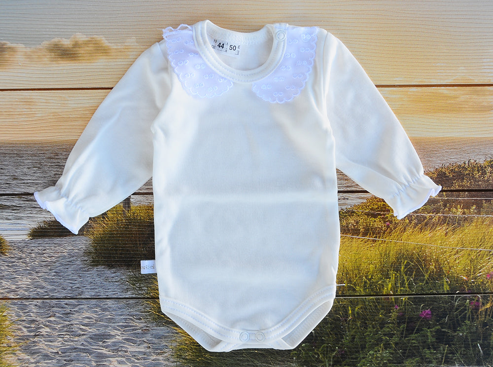 Body in Creme mit festlichm Kragen langarm Baby