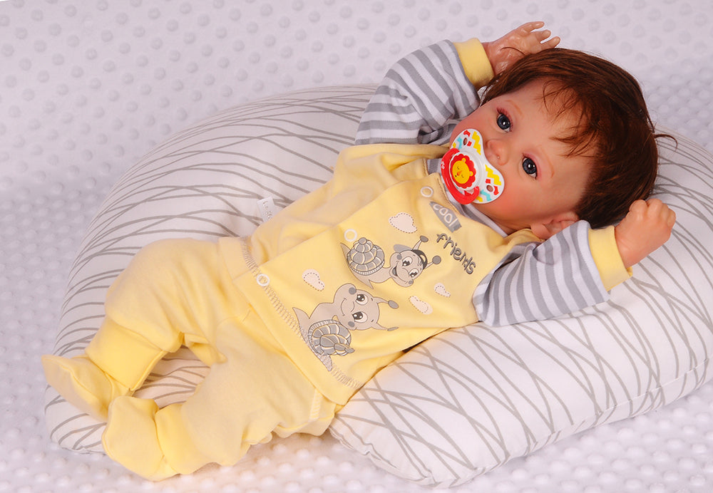 Hose Baby Anzug 2Tlg Hose und Hemdchen in Gelb mit Schnecken