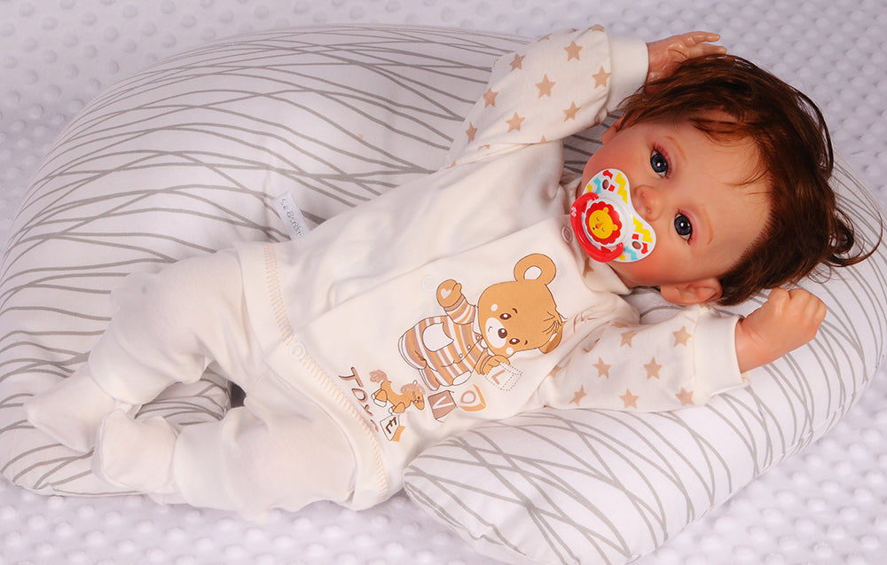 Hose Baby Anzug 2Tlg Hose und Hemdchen in Creme mit Bär Motiv