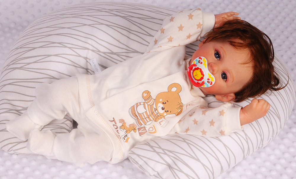 Hose Baby Anzug 2Tlg Hose und Hemdchen in Creme mit Bär Motiv