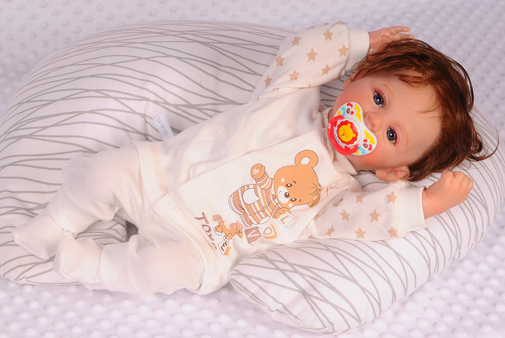 Hose Baby Anzug 2Tlg Hose und Hemdchen in Creme mit Bär Motiv