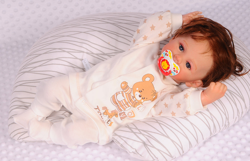 Hose Baby Anzug 2Tlg Hose und Hemdchen in Creme mit Bär Motiv