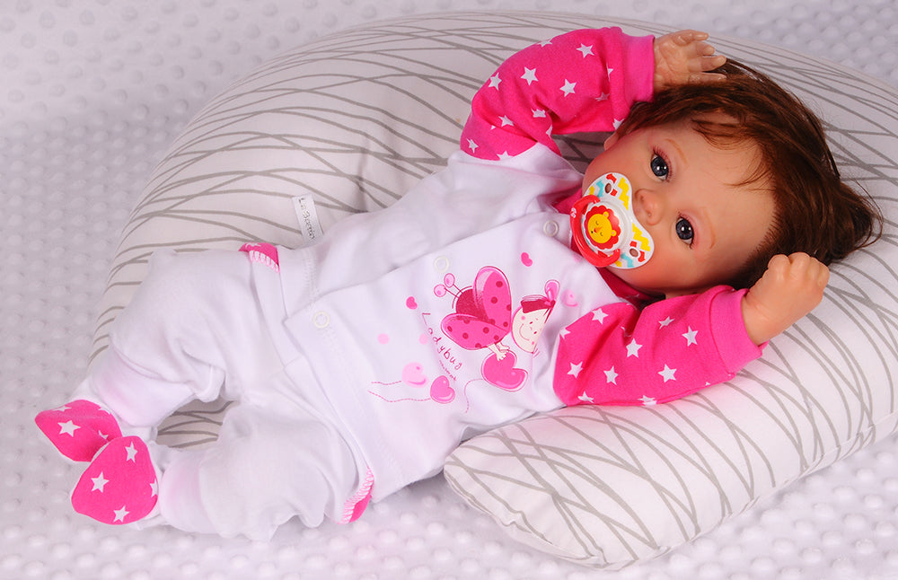 Hose Baby Anzug 2Tlg Hose und Hemdchen in Weiß Pink mit Sternchen Muster