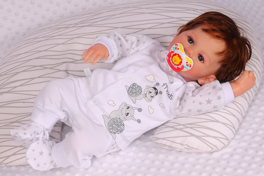 Hose Baby Anzug 2Tlg Hose und Hemdchen in Weiß mit Schecken