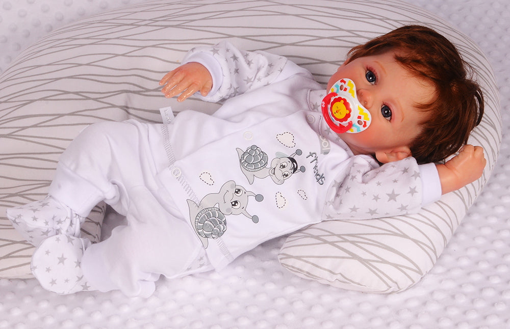 Hose Baby Anzug 2Tlg Hose und Hemdchen in Weiß mit Schecken