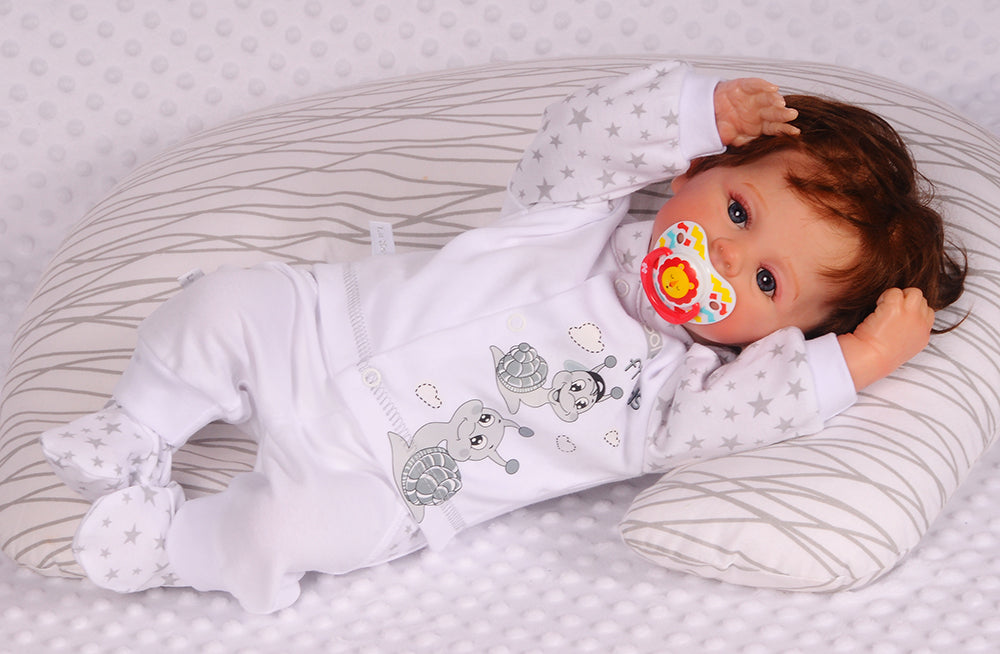 Hose Baby Anzug 2Tlg Hose und Hemdchen in Weiß mit Schecken