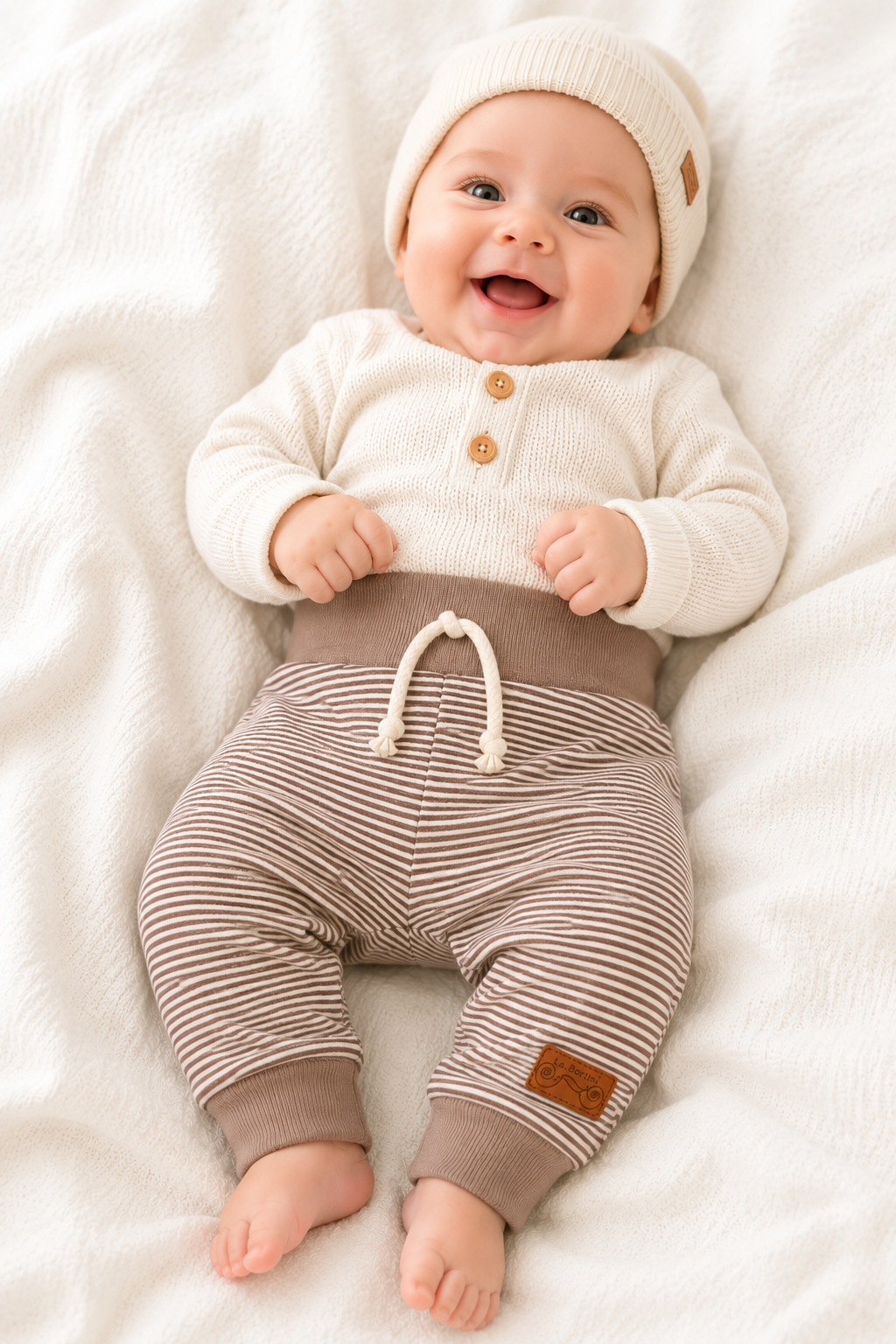 Baby Hose gestreift Mitwachshose braun