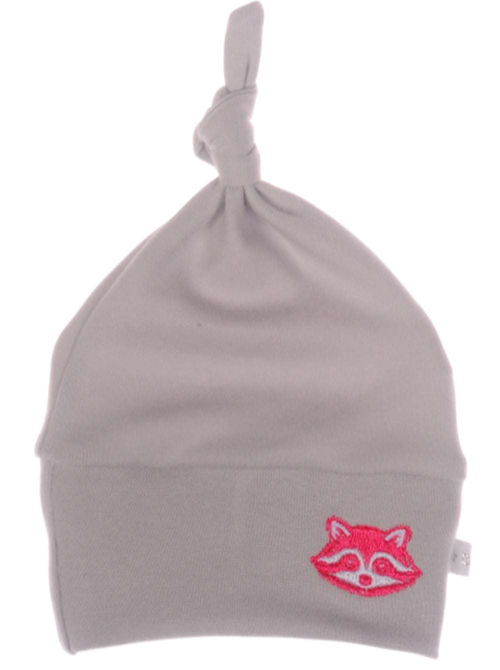 Baby Mütze Knotenmütze für Neugeborene in Grau Pink