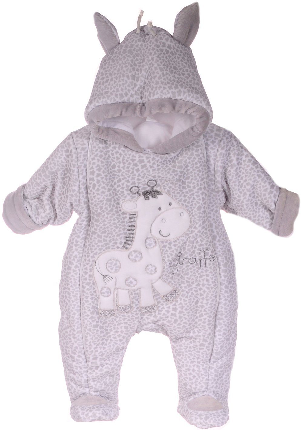 Schneeoverall Baby Wagenanzug Nickioverall Overall Schneeanzug in Grau mit Giraffe