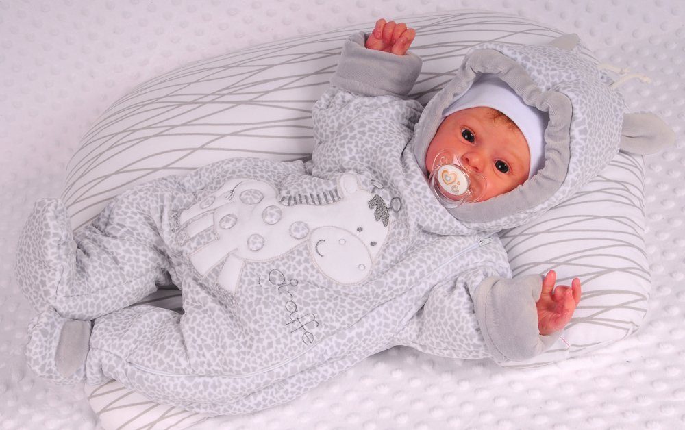 Schneeoverall Baby Wagenanzug Nickioverall Overall Schneeanzug in Grau mit Giraffe