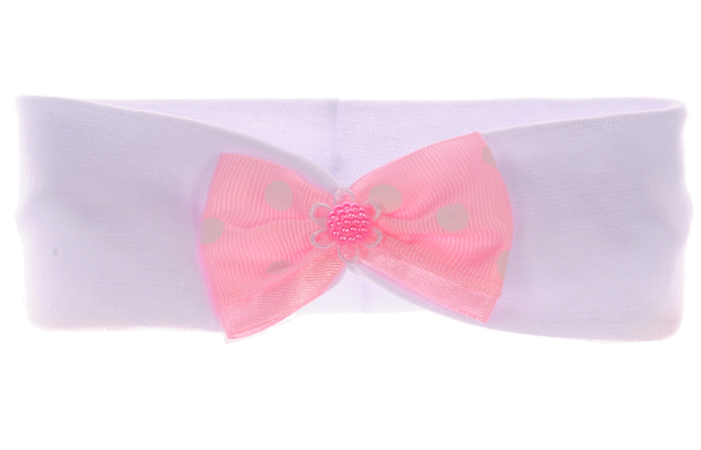 Stirnband Kopfband in Weiß mit Schleife rosa