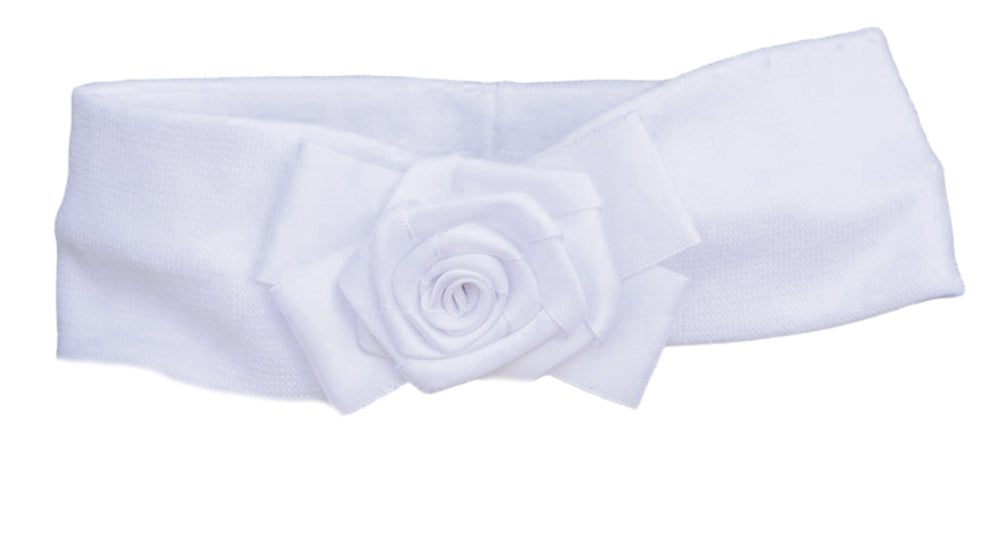 Stirnband Kopfband in Weiß mit Schleife und Blume