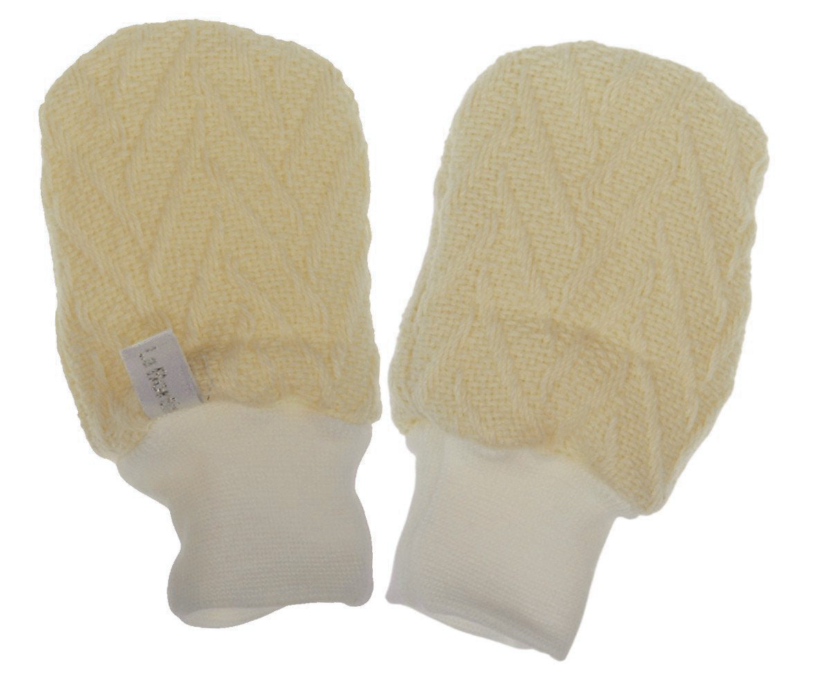 Baby Fäustlinge Strickhandschuhe aus reiner Baumwolle in Beige