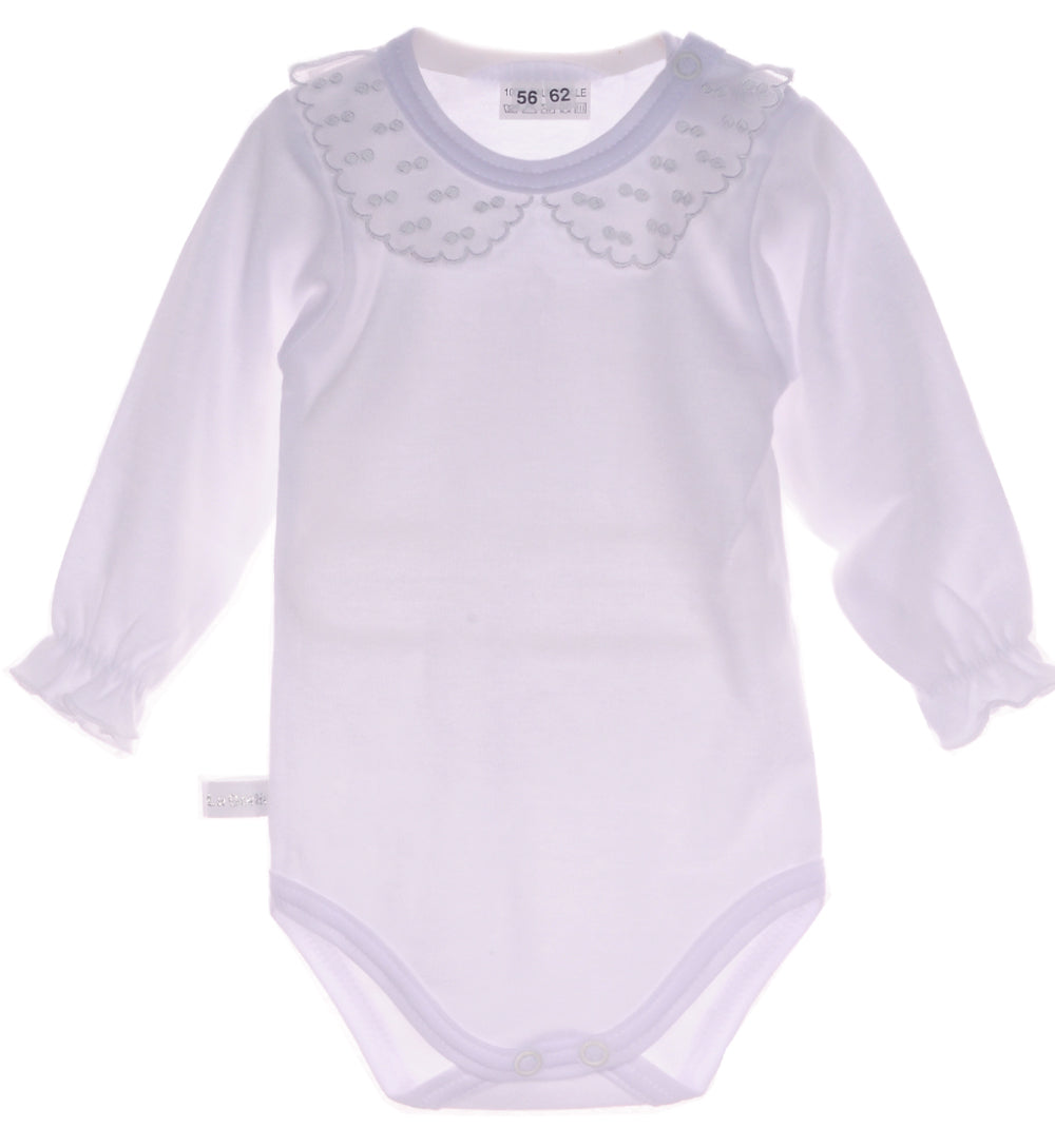 Body in Weiß mit festlichem Kragen langarm Baby Langarmbody