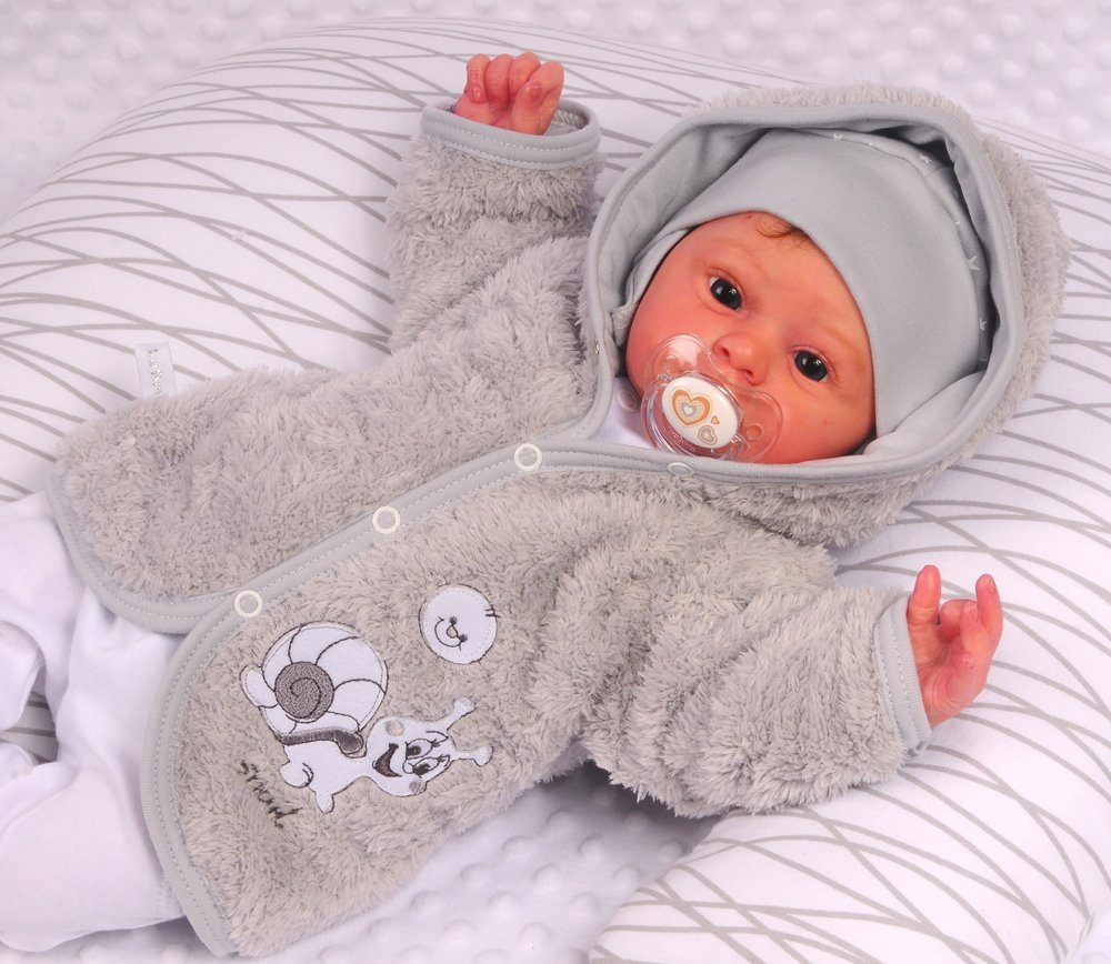 Baby Jacke in grau Fleece Jäckchen Erstlingsjacke gefüttert