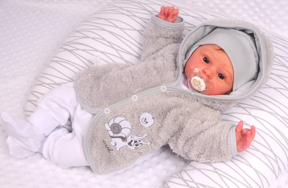 Baby Jacke in grau Fleece Jäckchen Erstlingsjacke gefüttert