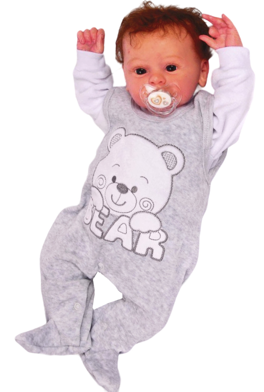 Strampler und Shirt Baby Anzug in Grau Weiß