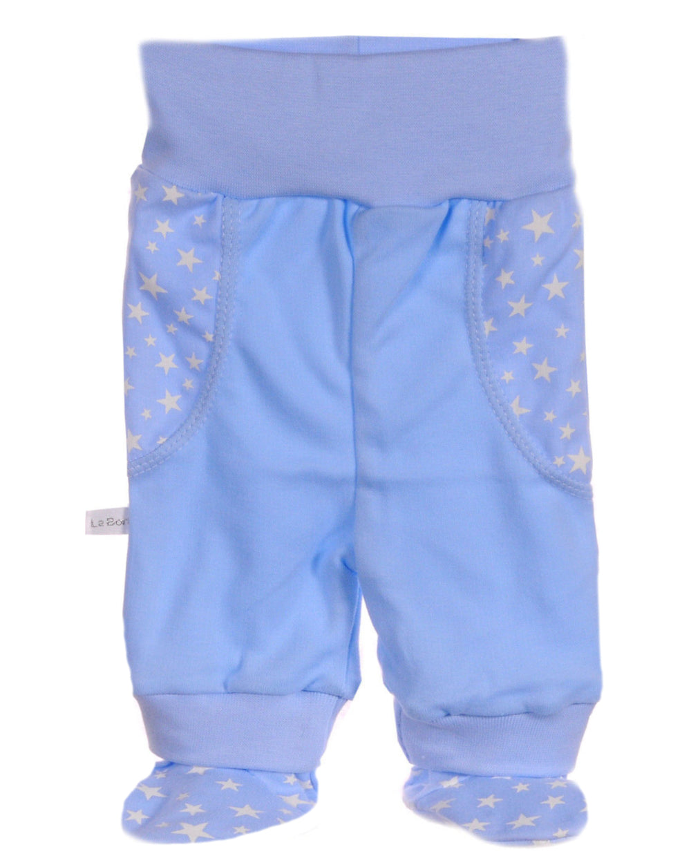 Baby Schlupfhose Hose mit Füßchen in Blau mit Sternchen