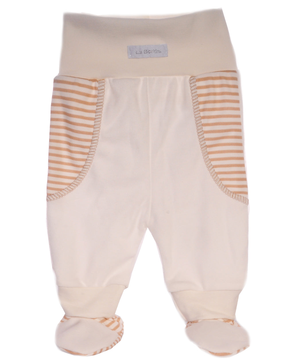 Baby Schlupfhose Hose mit Füßchen in Creme