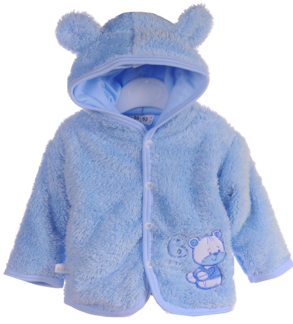 Baby Jacke in Blau Fleece Jäckchen mit Bärchen gefüttert Erstlingsjacke