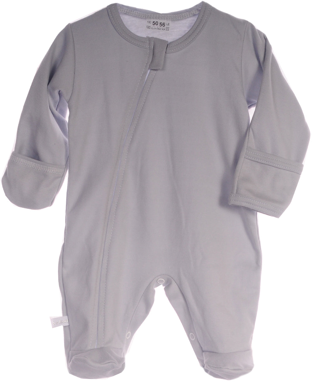 Baby Strampler Schlafanzug in Grau mit Reißverschluss