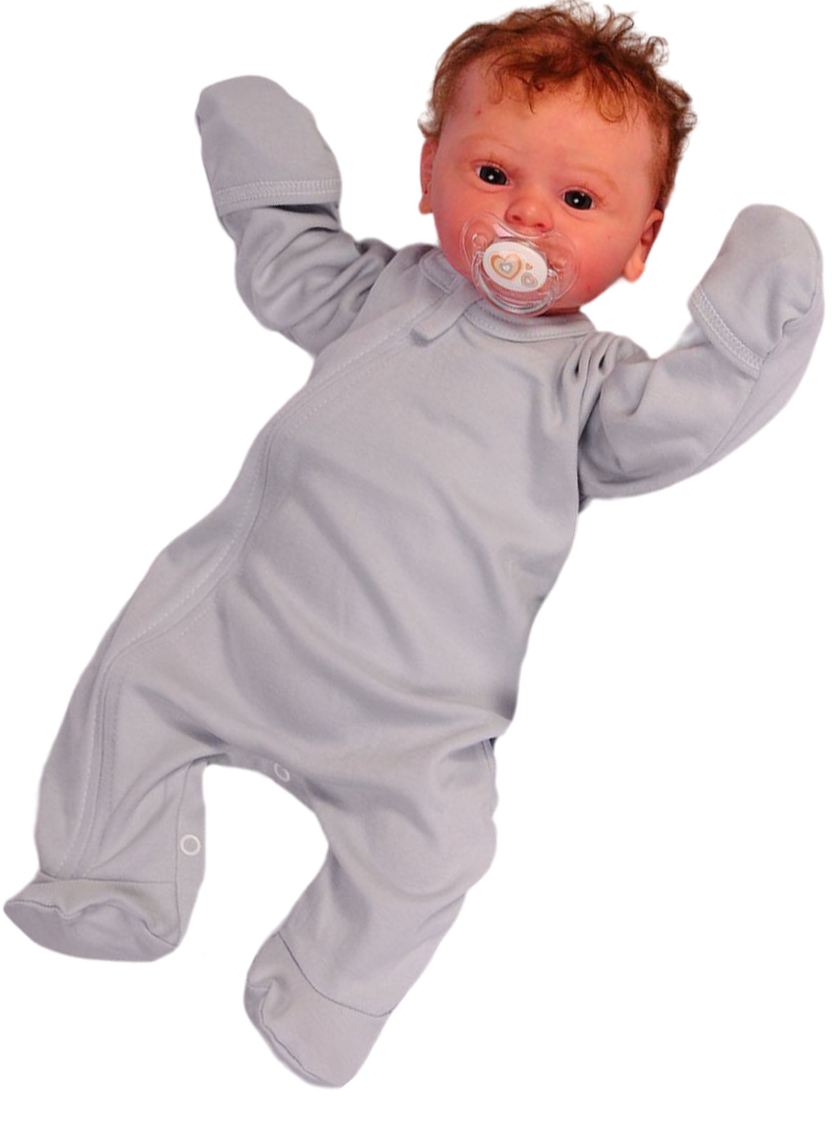 Baby Strampler Schlafanzug in Grau mit Reißverschluss