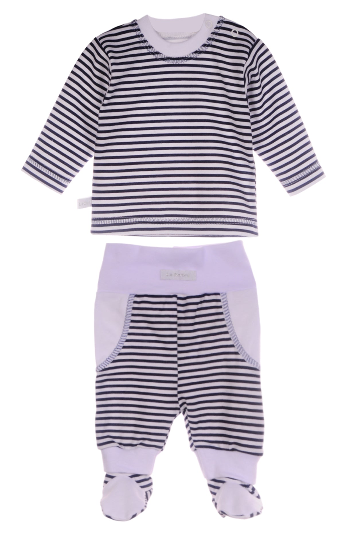 Baby Anzug Langarmshirt und Hose mit Fuß gestreift
