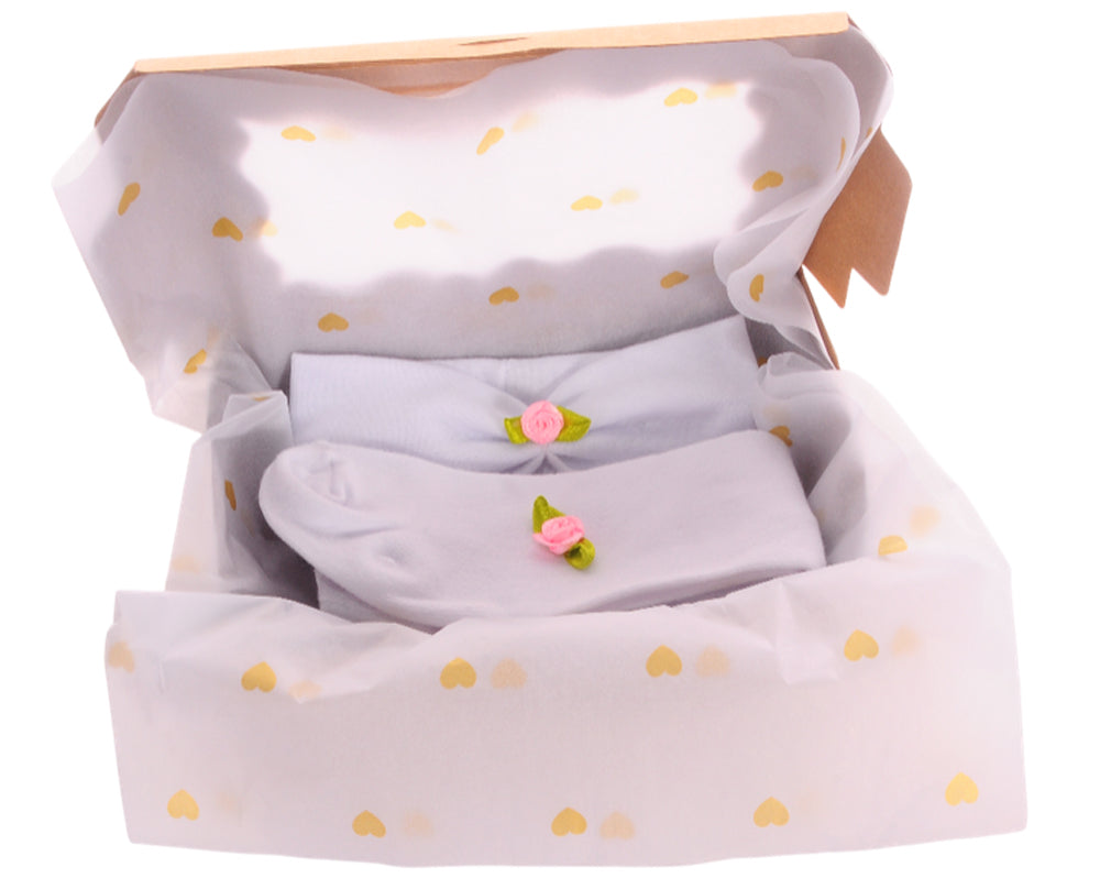 Strumpfhose und Stirnband Baby Set festlich Erstlingsset