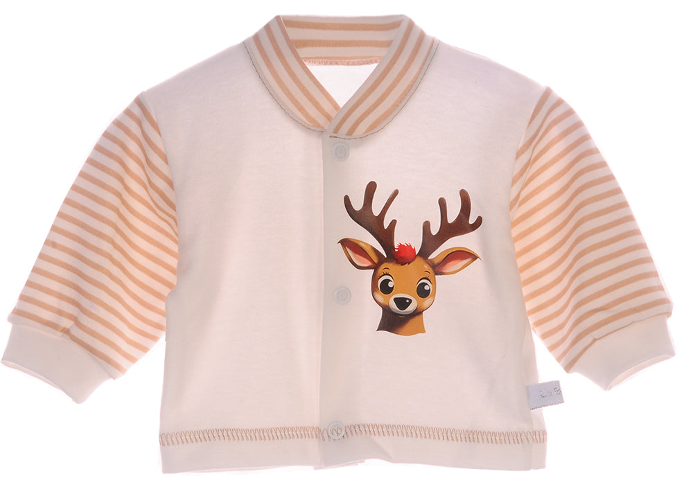 Baby Hemdchen Erstingsshirt in Creme mit Rentier Aufdruck