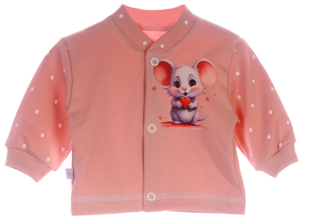 Baby Hemdchen Erstingsshirt in altrosa mit Mäuschen Motiv