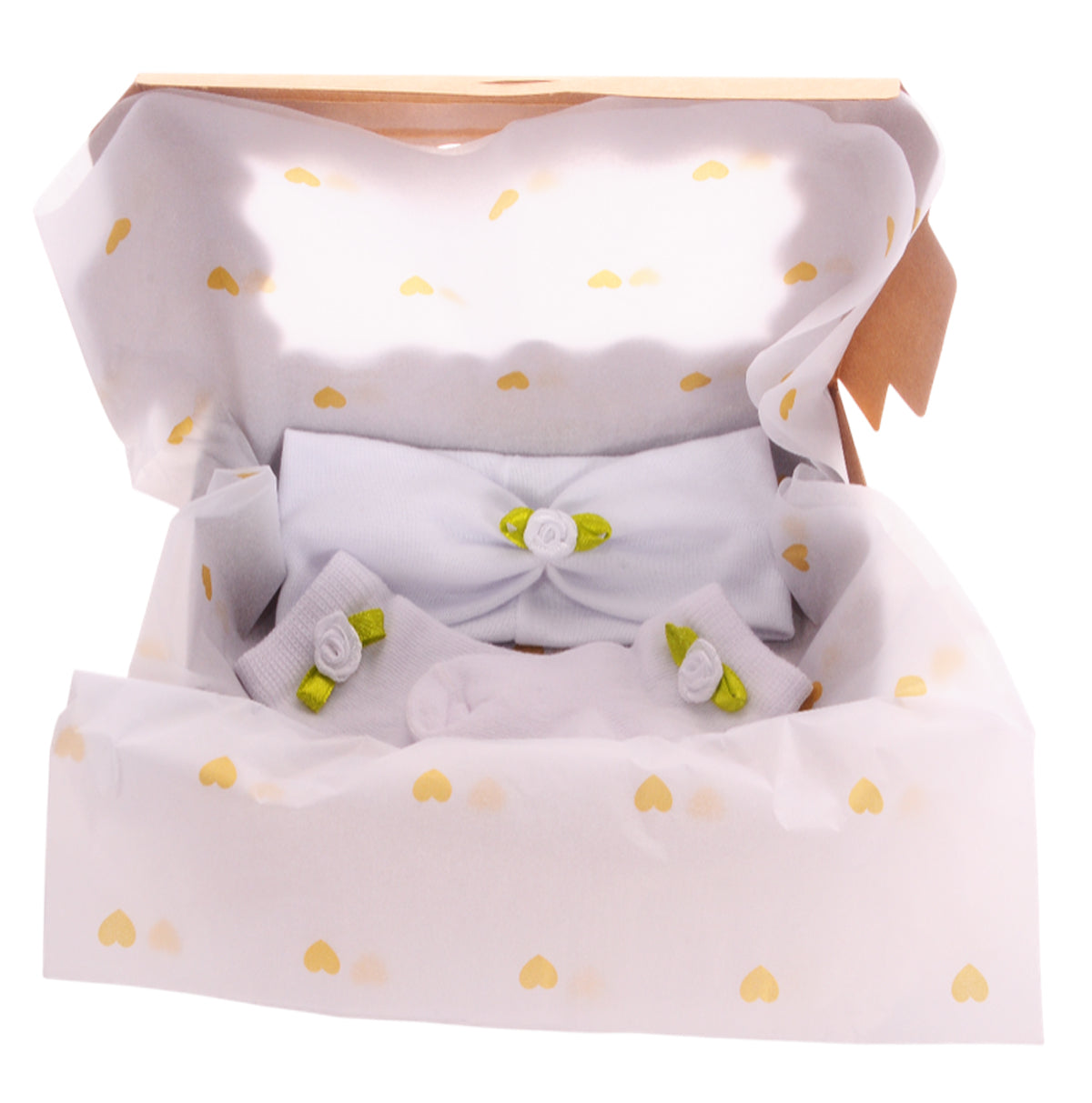 Socken und Stirnband Baby Set in Weiß festlich Erstlingsset