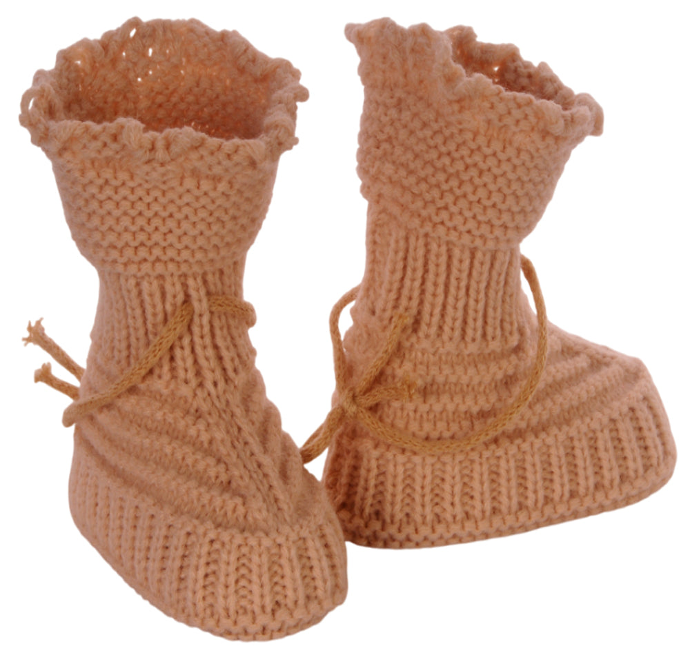 Baby Strickschuhe Booties Füßlinge 0-6Mon in Beige