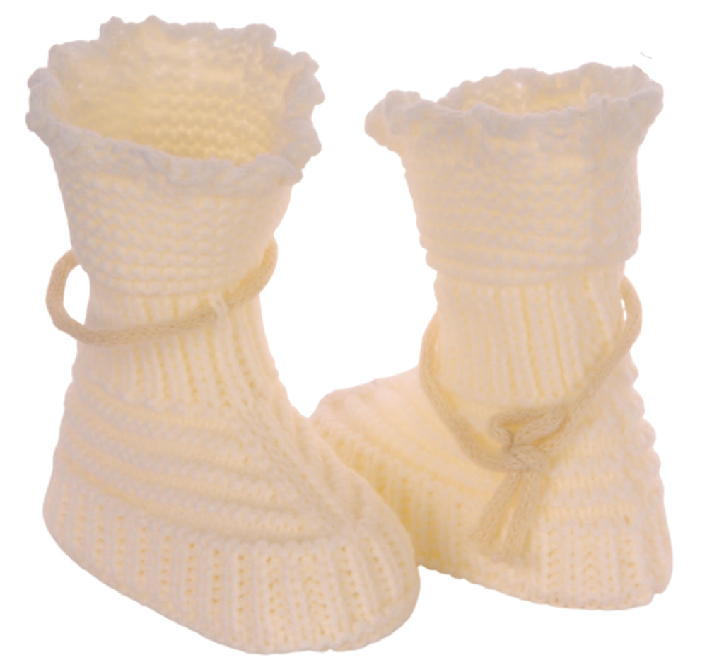 Baby Strickschuhe Booties Füßlinge 0-6Mon in Creme neutral