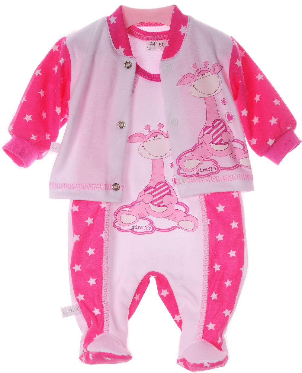 Strampler und Hemdchen Baby Anzug in Pink mit Giraffe