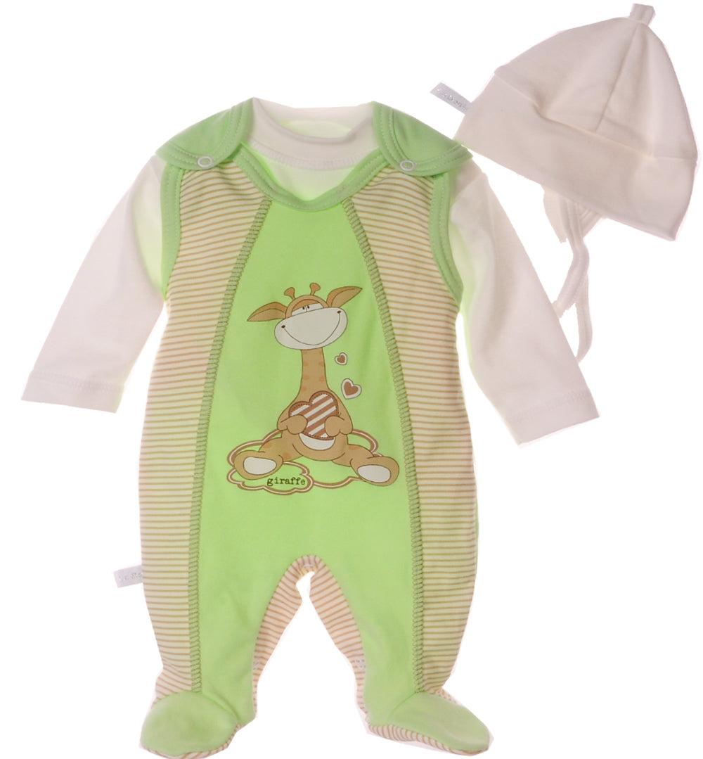 Strampler Mütze und Hemdchen Baby Anzug in Grün