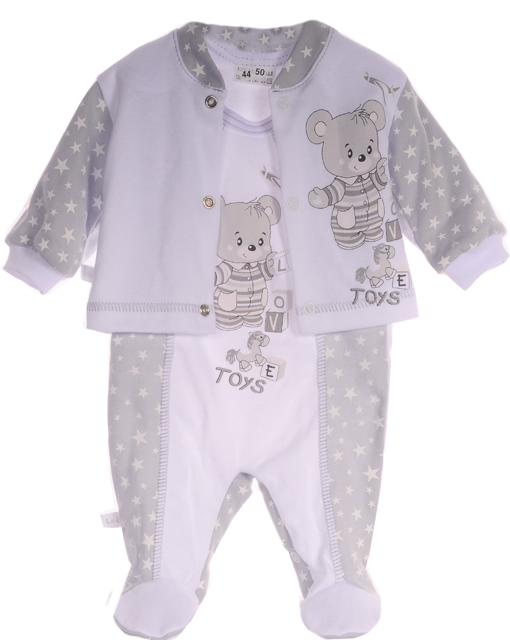 Strampler und Hemdchen Baby Anzug 2tlg in grau weiß