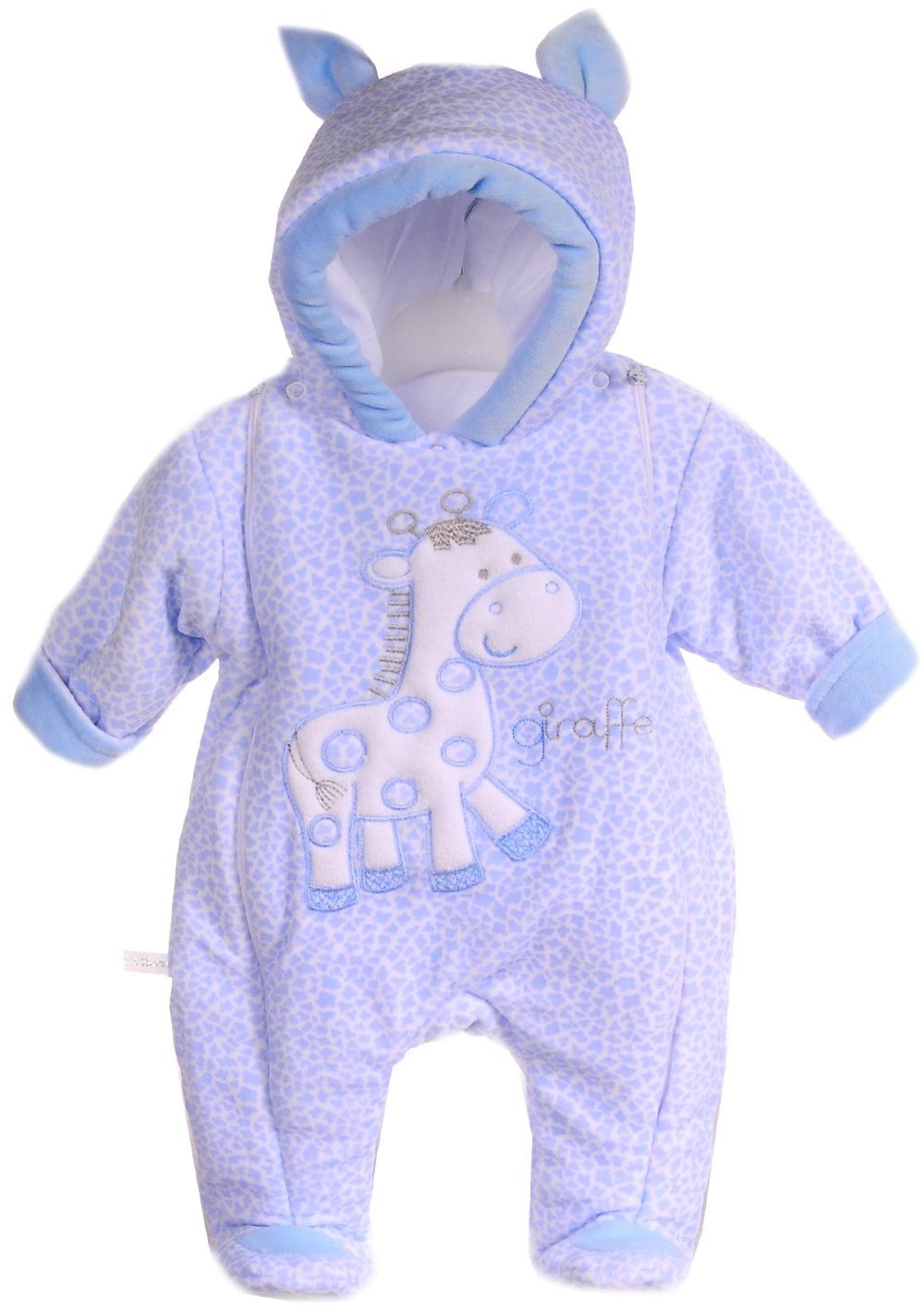 Schneeoverall Baby Wagenanzug Nickioverall Overall Schneeanzug in Blau mit Giraffe