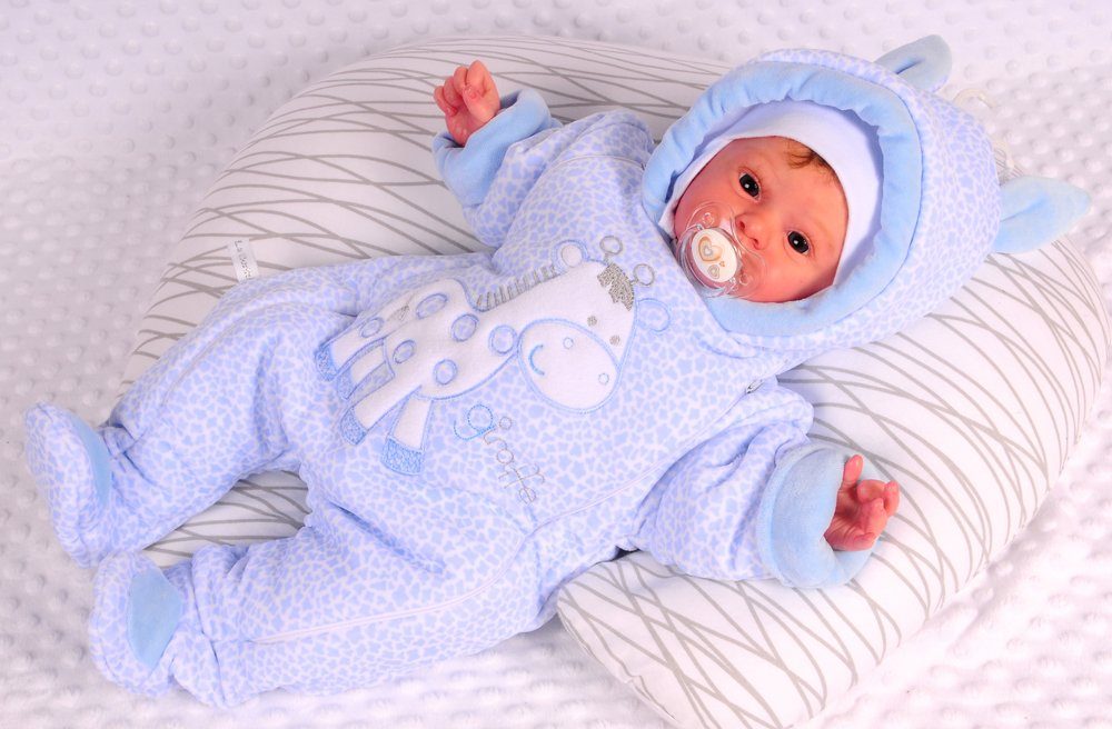 Schneeoverall Baby Wagenanzug Nickioverall Overall Schneeanzug in Blau mit Giraffe